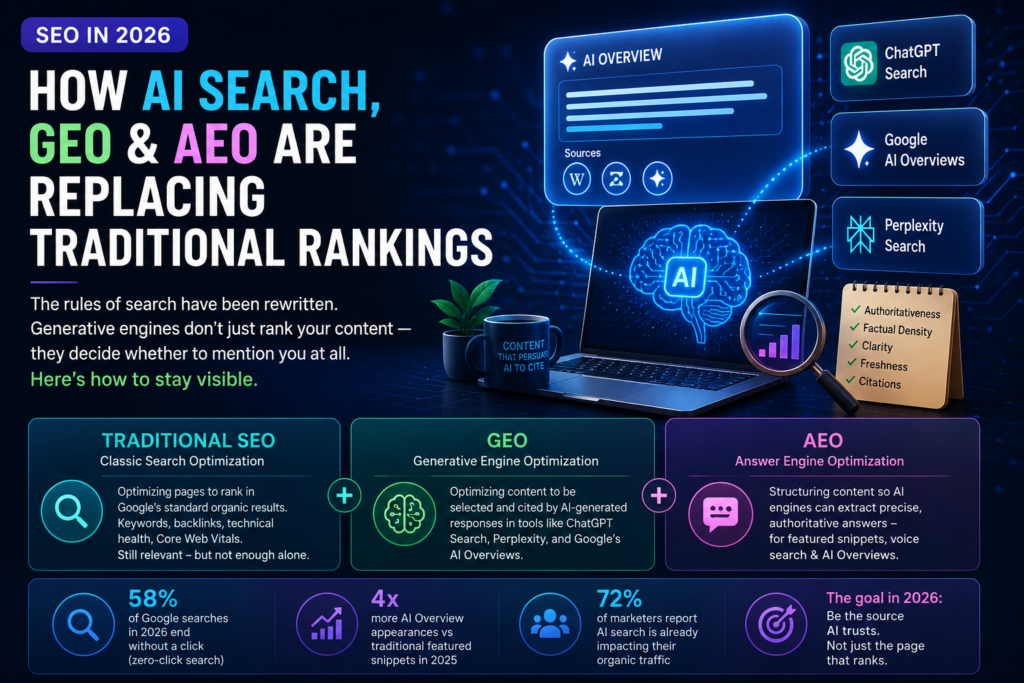 SEO in 2026: How AI Search, GEO & AEO Are Replacing Traditional Rankings
